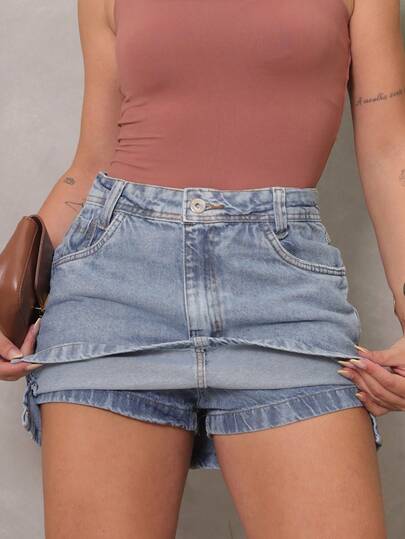Short Saia Denim Feminino shorts Festa junina