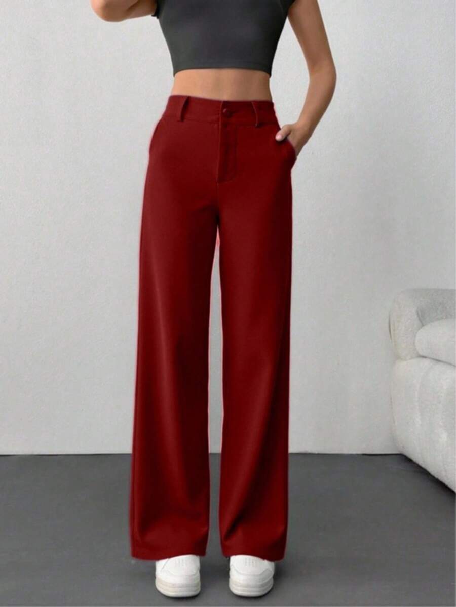 STRAIGHT PANTS WITHOUT FRONT PLEATS IN AMARANTE - 紫紅色 - 查看 1