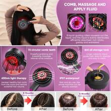 Red Light Therapy Hair Growth Comb, Upgrade 3 In 1 Hair Oil Applicator, Electric Hair Brushes For Hair Growth, Multi-Function Electric Scalp Massager Brush For Adults Women And Men Hair Loss, Hair Thinning & Alopecia Treatment Homeuse, Ipx7 Waterproof