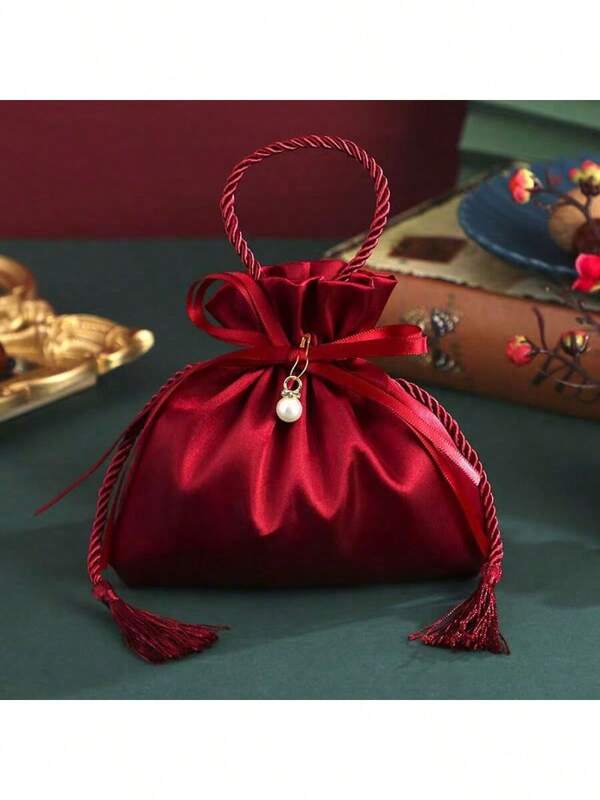 10 Pieces, Silk Wedding Candy Bag Drawstring Gift Bag, Holiday Party Gift Jewelry Making Display And Packaging Supplies, Perfect For Engagement Souvenirs, Party Gifts And Gifts, Reusable Gift Bag