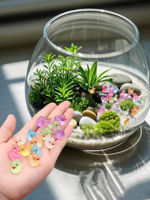 10/30/50pcs Mini Resin Cute Duck, Luminous Cartoon Animal Micro Duckies For Micro Landscape, Fish Tank, Potted Plants, Wish Bottles, Doll Houses, Fairy Gardens, Aquarium Decorations - Enrich Your Micro Scenery And Nourish Your Healing Heart