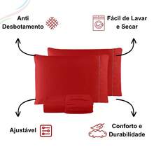 400 Thread Count Bedding Set With Elastic Band, Hotel Standard, All Sizes - Rojo - Ver 4