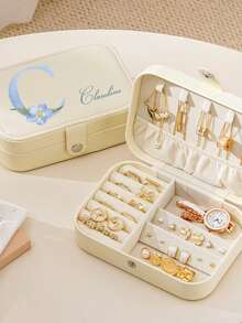1 Peça Caixa de Joias Personalizada com Nome, Caixa de Joias Personalizada, Caixa de Joias com Zíper para Anéis e Colares, Presentes para Meninas, Amigas e Mães, Caixa de Joias Requintada, Presentes de Aniversário, Presentes do Dia dos Namorados, Presentes de Feriado, Presentes de Bênção, Presentes de Natal - Azul - Visão 4