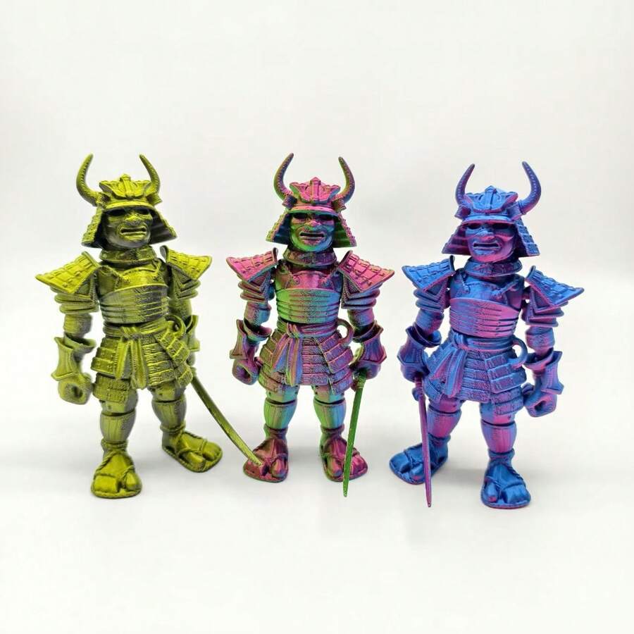 3D 打印关节式日本武士古代人物模型，GK 装饰玩具，适合男性 - 彩色 - 查看 1