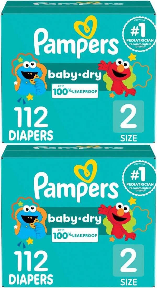 Pampers Diapers - Baby Dry - Size 1, 120 Count, Absorbent Disposable Infant Diaper (Packaging May Vary)