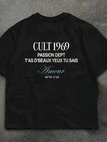 200g Cotton T-Shirt 2025 Men's New Short-Sleeved Cotton Vacation Pattern Short-Sleeved Crew Neck Matching Look