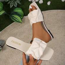 1 par de sandalias bohemias de PU con volantes/bordes con volantes para playa y vacaciones, para uso en exteriores en verano