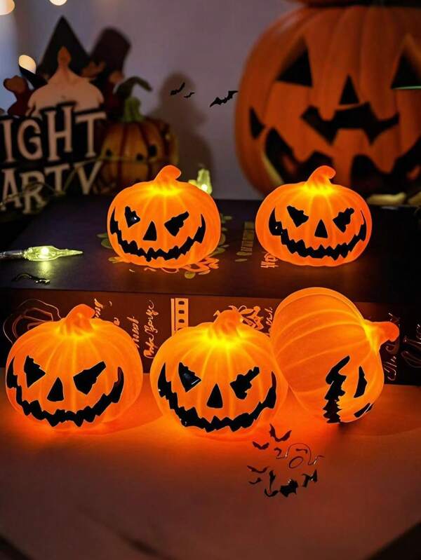 3pcs-Halloween Pumpkin Decoration Indoor Light, Halloween Pumpkin Decoration, Jack-O-Lantern LED Decoration, Retro Horror Halloween Family Party Dining Table Room Decoration, Holiday Gifts, Autumn Decoration, Thanksgiving Decoration, Harvest Festival Decoration, Halloween Decoration, Room Decoration, Bedroom Decoration, Outdoor Garden Decoration, Corridor And Elevator Decoration,