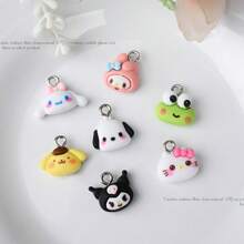 Sanrio Sanrio 35PCS/50PCS Hello Kitty3D Mini Cartoon Żywiczne Charmsy Do Tworzenia Biżuterii - Zestaw Hurtowy Do Biżuterii DIY, Bransoletek, Breloczków, Akcesoriów Do Kolczyków