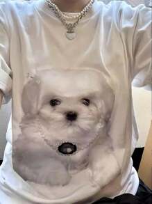 Casual Printed Round Neck Short Sleeve T-Shirt For Female College Students, Summer Student Youth Clothing - Artistic T-Shirts Stimulate Imagination And Self-Expression