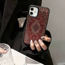 Ốp điện thoại TPU họa tiết hoa đỏ cổ điển, che phủ toàn màn hình, 1 chiếc, tương thích với iPhone/các dòng điện thoại khác, quà tặng mùa xuân, sinh nhật, phiên bản quốc tế, không phải phiên bản nội địa. - màu đen - Xem 1