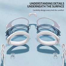 1 par de gafas de natación profesionales antivaho y anti-UV, impermeables, unisex - cómodas, con puente nasal ajustable, marco blanco transparente - ideales para la natación