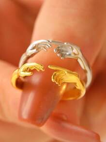 Bague unique minimaliste de la main de Dieu donnant la vie à Adam pour femmes, bijoux de mode et cadeaux, réglable