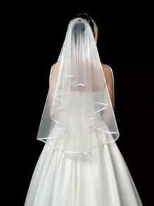1 Stück Brautschleier mit Satin-Saum und Kamm, geeignet für Hochzeit, Hochzeitskleid Zubehör, Fotografie Requisite