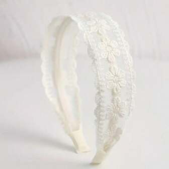 1pc French Style White Embroidered Lace Headband, Vintage Elegant Hair Accessory For Women, Fashion Accessory For Autumn, Wedding, Daily Wear, Hairband For Women, Hair Hoop