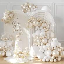104pcs Pearl Satin White Balloon Arch Kit, Includes Pearl Satin White Transparent Balloons For Baby Shower, Wedding, Bridal Shower, Engagement, Baby Shower, Birthday Party Decoration