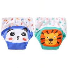 4 Stück dünne positionierte Tierdruck Baby Jungen/Mädchen Trainingshosen, weich & bequeme wiederverwendbare Stoffwindeln, unverzichtbares Geschenk für Babys