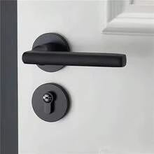Modern Keyed Metal Door Handle Set With Lever, Application Control - Minimalist Interior Door Hardware For Home And Office - Black - View 5