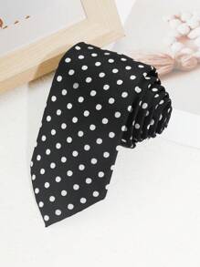 1pc Men's Casual Polka Dot Pattern Necktie, Minimalist Style Suitable For Suits, Work, Parties, Outings, And Travel
