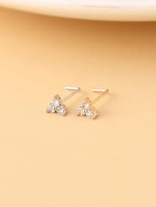 4pcs Flower Nose Studs With Synthetic Zirconia, Suitable For Daily Wear And Gifting - Cute Petal Design Nose Rings - L-Shaped Piercing Jewelry - Multicolor - View 5