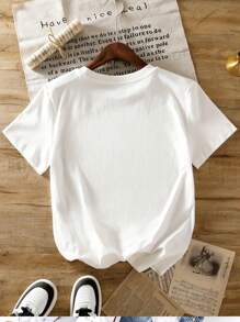 T-shirt casual a maniche corte da donna con effetto tipografico, celebra la Settimana Santa con citazione ispirativa e testo con effetto glitter