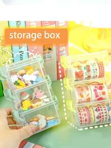 1 pieza Caja de almacenamiento para accesorios de cabello de niños, organizador de accesorios de cabello, caja de almacenamiento de 3 niveles, contenedor de accesorios para bebés - Multicolor - Ver 2