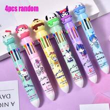 Sanrio 6pcs Sanrio 10-Color Ballpoint Pens, Multi-Color Push Button Pens, Markers, Cartoon Cute Colorful Pens, Student Writing Gel Pens, School & Office Supplies, Student Stationery Highlighters, Back To School Supplies