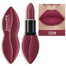 CmaaDu 1pcs Matte Lipstick, Lip Shape Design Lip Gloss, Long-Lasting, Easy To Apply, Waterproof, Sweat-Proof, Non-Stick, Suitable For Both Daily And Holiday Makeup, Perfect Gift