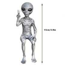 1pc Alien Resin Ornaments, Alien Ufo Outdoor Dwarf Garden Statue Ornaments Decoration, Outdoor Holiday Decor, Summer Theme Supplies, Home Garden Decoration, Yard Decoration, Yard Supplies