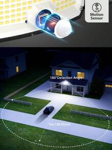 1 Pc - 346LED Solar Outdoor Light, Motion Sensor, Outdoor Solar Light, Solar Spotlight, With Remote Control And 3 Lighting Modes, Pedestrian Lights Off, 3 Solar Floodlights, Courtyard, Garage, Porch, Wall Lights With, 5M Cable Also For Indoor