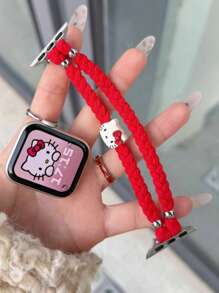 Sanrio 1 pieza de Correa elástica tejida linda de Hello Kitty para mujer compatible con de 38/40/41/42/44/45/46/49mm, compatible con Ultra/Se10/9/8/7/6/5/4/3/2/1