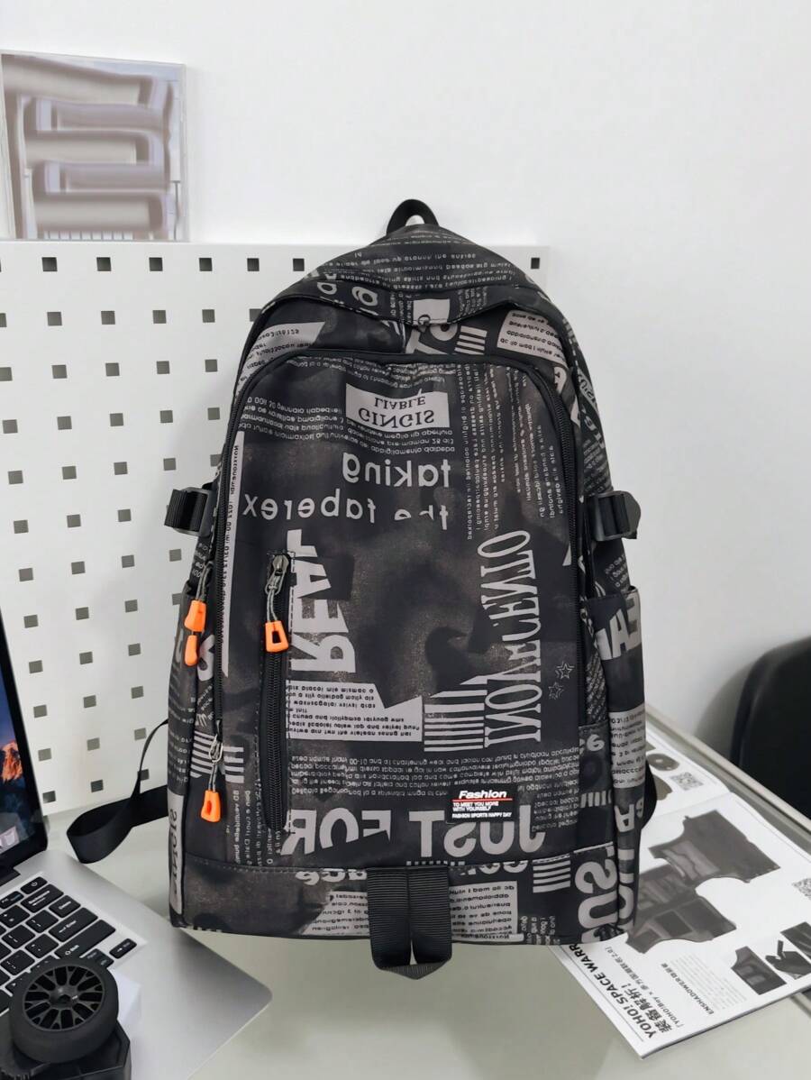 Mochila grande de moda minimalista y versátil para hombres, adecuada para uso casual, viajes, ir a la escuela o al trabajo, con múltiples bolsillos y gran capacidad