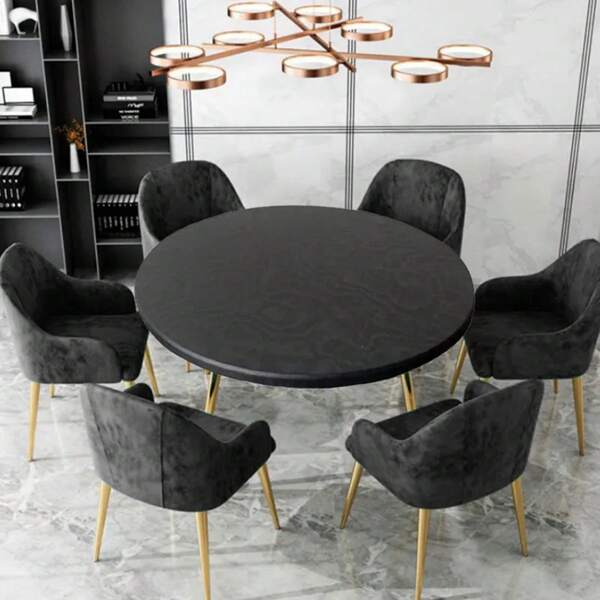 Pure Color Waterproof Oil-Proof Tablecloth Drative Round Kitchen Dining Party Table Cover Tea Cloth Diameter