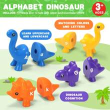 26 Stücke Dinosaurier Buchstaben Zuordnungsspiel Lernspielzeug, Farberkennung und Sortieren für Vorschule Montessori Lernspielzeug