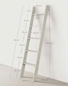 VASAGLE ULLS018K41 - Escalera Decorativa para la Sala de Estar, Estante de Escalera de 5 Niveles, para Almacenamiento y decoración, Color café Miel - Blanco Rústico - Ver 5