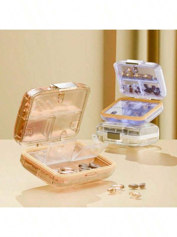 1 Stück Luxus Pillenbox, Großraumfach Aufbewahrung, tragbarer Mini Reise Pillenorganizer, staubdicht und wasserdicht, gutes Geschenk für Frauen, kreativ und praktisch