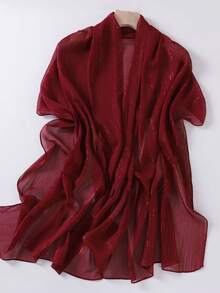 1件装女士新款蝴蝶吊坠银色褶皱面料围巾，女士头巾薄款披肩，四季皆宜的连衣裙头巾 - 蝴蝶吊墜銀絲皺布 - 查看 19