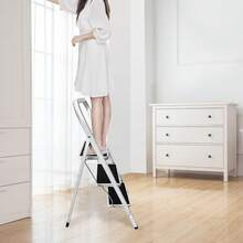 AutoFu Folding Step Stool 3 Step Ladder Foldable Step Bench, Non-Slip Rubber Platform, Mini Step Ladder, Max Load Weight Capacity 150 Kg/330lbs, Folding Step Ladder, Home DIY Ladder - Black - View 8