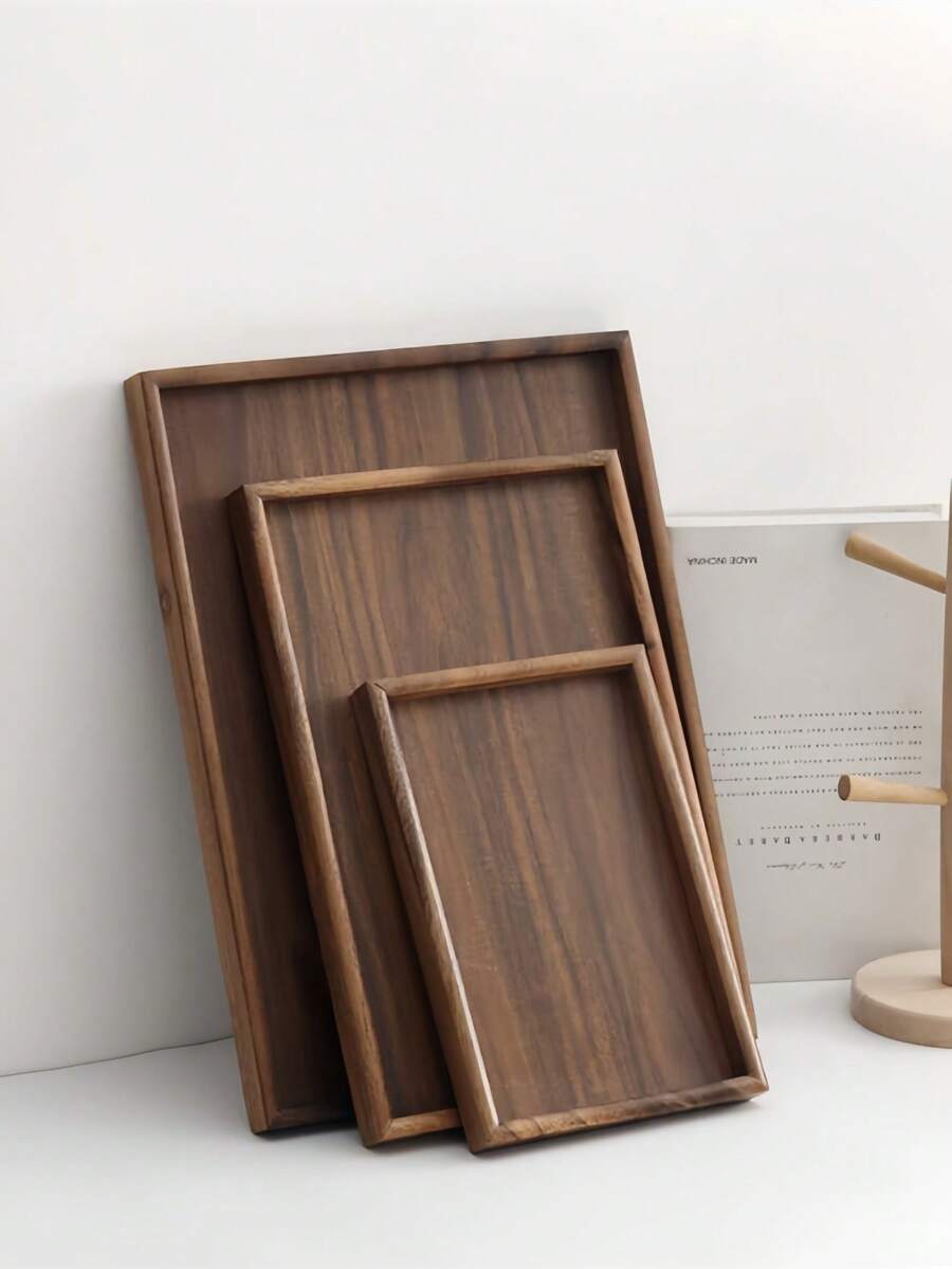 Bandejas de madeira versáteis de 1 peça: ótimas para servir bebidas em festas, organizar itens essenciais de vaidade, exibir sobremesas e organizar cantinhos de chá em casa – aprimore a estética da sua casa, escolha de alta qualidade