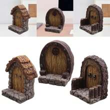 Miniature Garden Door Micro Landscape Lawn Ornament Garden Art Decorative Resin Mini Door Fairy Door For Living Room Lawn