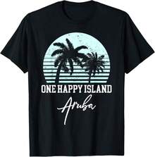 Aruba Shirts One Happy Island Souvenir Soft Cotton Classic Cotton T-Shirt - Black - View 1