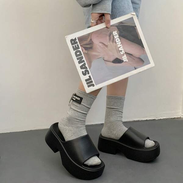 Back To School, Summer Sandals, Women Anti-Slip Slippers, Macaron Slippers, Slippers, Hollow-Out Shoes, 1 Pair Summer Increasing Height/Anti-Slip Slippers, Slippers, For Women
