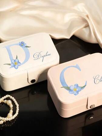 1pc Personalized Customized Name Jewelry Box, Personalized Jewelry Box, Zipper Jewelry Box For Rings And Necklaces, Gifts For Girls, Friends And Mothers, Exquisite Jewelry Box, Birthday Gifts, Valentine's Day Gifts, Holiday Gifts, Blessing Gifts, Christmas Gifts