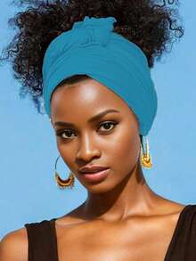 1 件弹力平纹头巾弹力头巾针织头巾都市发巾头巾纯色超柔软超长透气头带领带女士休闲头带