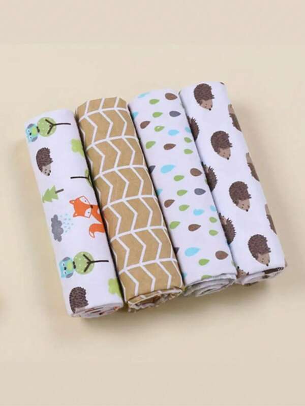 4 PIEZAS - Manta envolvente para recién nacidos, sábana de envoltura de bebé para primavera, verano y otoño, manta de arrullo con estampado para cama de bebé