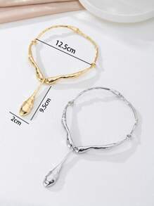 1pc Fashionable Punk Style Exaggerated Gold Metal Asymmetrical Water Drop Pendant Necklace, Suitable For Daily Wear, Banquet, Party