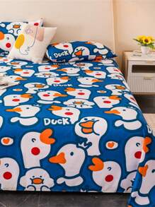 1pc Soft & Comfortable Bedsheet, Skin-Friendly Mattress Protector, Gift For Valentine's Day, Cartoon Love Geometric Pattern Bedsheet Set, Heart-Shaped Design Bedding Set, Home Decor, Fits Twin/Full/Queen/King Size Bed, Washable