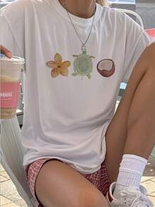 1pc Girls Casual English Alphabet Print Round Neck Pullover Short Sleeve T-Shirt, Creative Graphic Tee For Young Student Summer