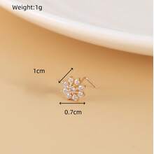 4pcs Flower Nose Studs With Synthetic Zirconia, Suitable For Daily Wear And Gifting - Cute Petal Design Nose Rings - L-Shaped Piercing Jewelry - Multicolor - View 7