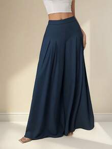 Falda De Mujer Comoda Casual   Liso    Casual  Dulce  Elegante  Fiesta    Plisado    Ideal Para  Playa  Noche de fiesta  Vacaciones  Oficina  Casa - Azul Petroleo - Ver 2